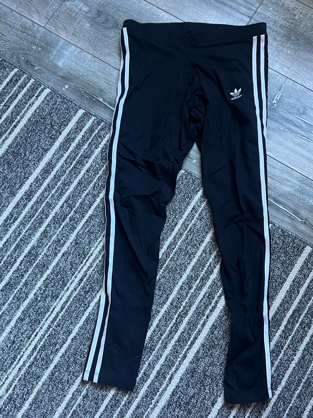 Adidas Black Leggings with White Side Stripes